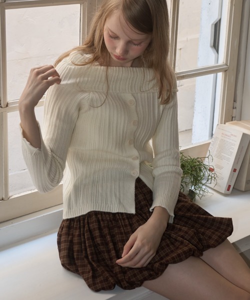 Birthday room（バースデイルーム）の「オフショルダーリブニット/off-the-shoulder ribbed knit（ニット/セーター・レディース・グレー/アイボリー・FREE）」の21枚目の写真