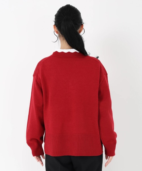 ソフティバルキー_スカラップVネックニット（カーディガン/ボレロ