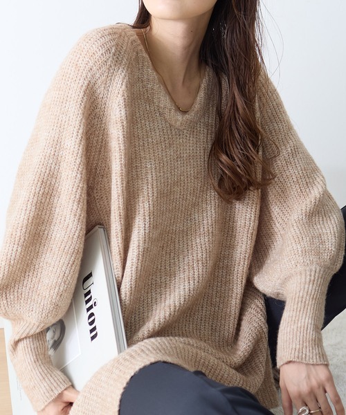 ReDial(リダイアル)の「ルーズスリーブVネックニット(ニット/セーター・レディース・ベージュ/ブルー・M/L)」の16枚目の写真