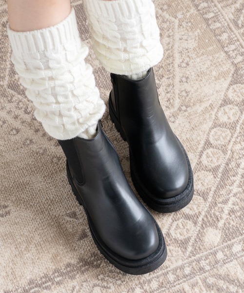 JELLY BEANS（ジェリービーンズ）の「トラックソールレースサイドゴアショートブーツ(210-57389)JELLY BEANS(ジェリービーンズ)（ブーツ・レディース・ダークブラウン/ブラック・S/M/L）」の4枚目の写真