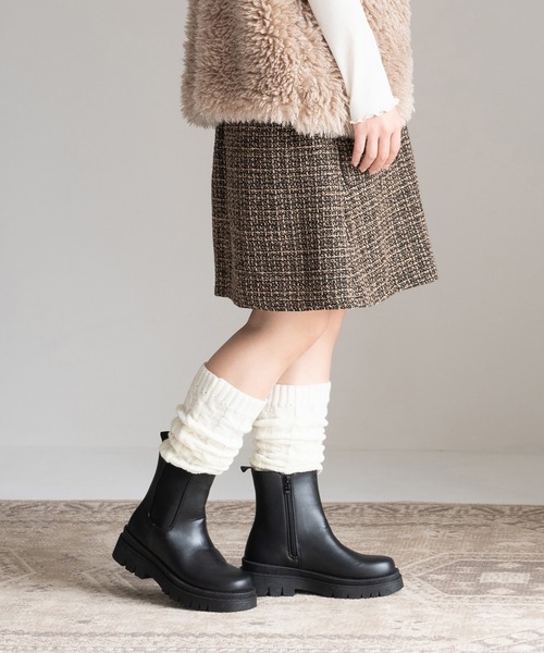 JELLY BEANS（ジェリービーンズ）の「トラックソールレースサイドゴアショートブーツ(210-57389)JELLY BEANS(ジェリービーンズ)（ブーツ・レディース・ダークブラウン/ブラック・S/M/L）」の5枚目の写真