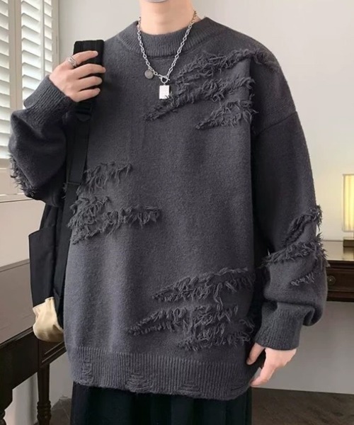 SallyLunn(サリーラン)の「ヴィンテージオーバーニット(ニット/セーター・メンズ・ホワイト/ブラック/グレー・L/M)」の5枚目の写真