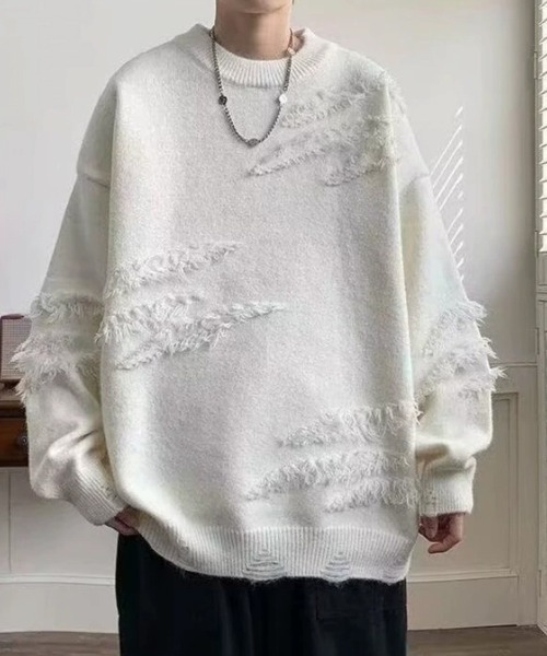 SallyLunn(サリーラン)の「ヴィンテージオーバーニット(ニット/セーター・メンズ・ホワイト/ブラック/グレー・L/M)」の6枚目の写真