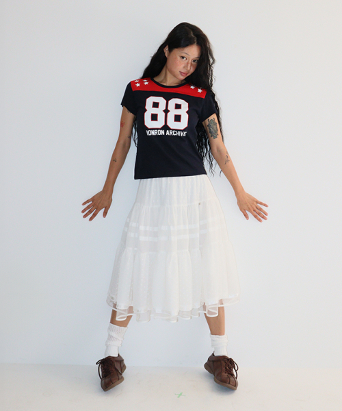RONRON(ロンロン)の「SPORTY 88 STAR SHORT T SHIRT NAVY(Tシャツ/カットソー・レディース・その他・FREE)」の3枚目の写真