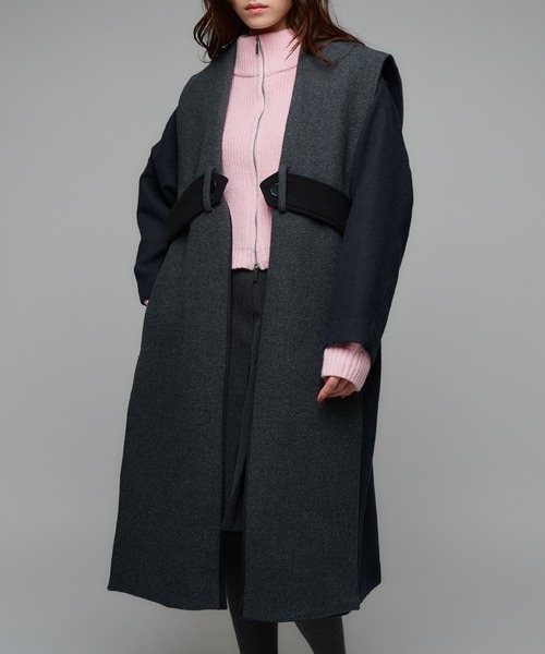 Narcissus（ナルシス）の「【2WAY】バイカラーロングコート/フード
