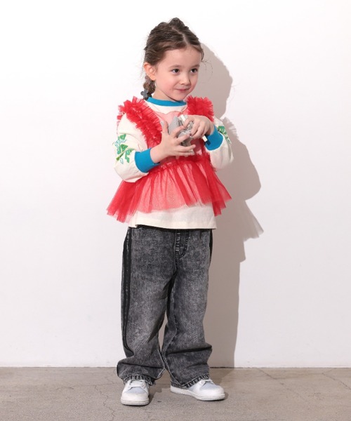 Ocean&Ground（オーシャン&グラウンド）の「ﾁｭｰﾙﾌﾘﾙﾍﾞｽﾄ（ベスト・キッズ・ブラック/オフホワイト/レッド/ミント・100/120/110/140/130）」の5枚目の写真