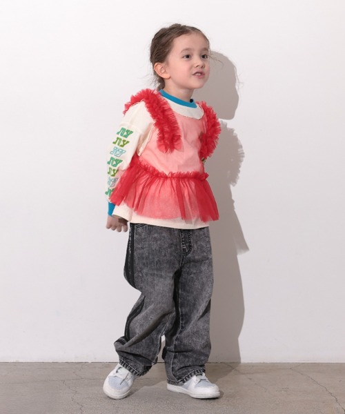 Ocean&Ground（オーシャン&グラウンド）の「ﾁｭｰﾙﾌﾘﾙﾍﾞｽﾄ（ベスト・キッズ・ブラック/オフホワイト/レッド/ミント・100/120/110/140/130）」の7枚目の写真