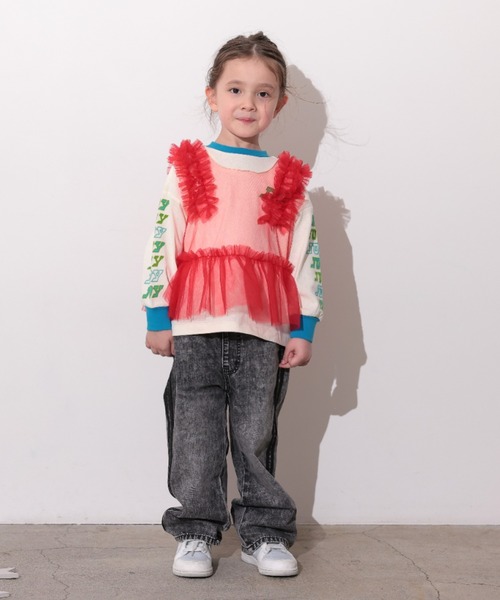 Ocean&Ground（オーシャン&グラウンド）の「ﾁｭｰﾙﾌﾘﾙﾍﾞｽﾄ（ベスト・キッズ・ブラック/オフホワイト/レッド/ミント・100/120/110/140/130）」の8枚目の写真