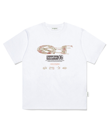 フラワー ESCF ロゴ コラージュプリント オーバーサイズ 半袖Tシャツ ホワイト
