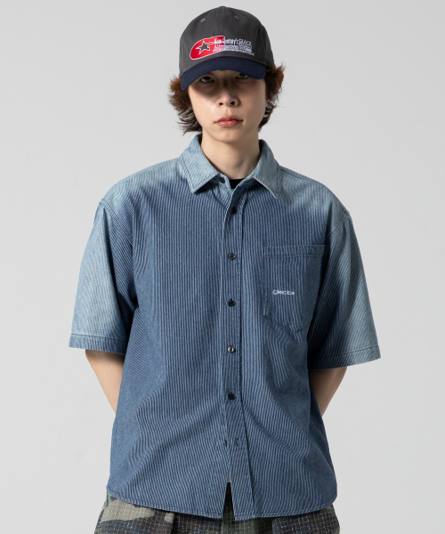 GLACK(グラック)の「GS014 サンバーンヒコリーストライプシャツ (ネイビー)(シャツ/ブラウス・レディース・その他・MEDIUM/LARGE)」の3枚目の写真