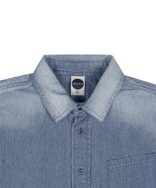 GLACK(グラック)の「GS014 サンバーンヒコリーストライプシャツ (ネイビー)(シャツ/ブラウス・レディース・その他・MEDIUM/LARGE)」の7枚目の写真
