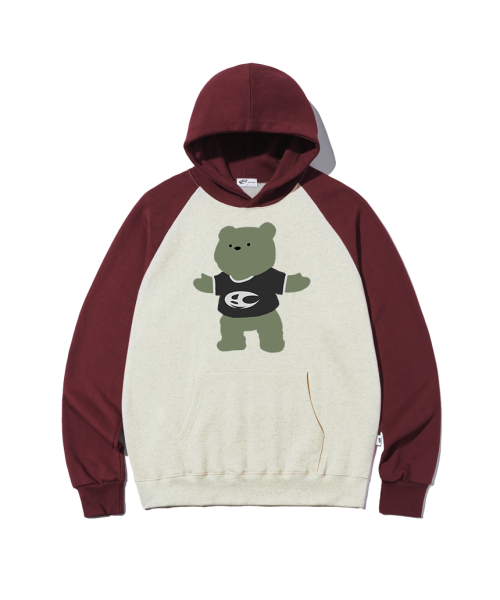 ESCAPEFROM(エスケープフロム)の「グリーンTシャツクマプリントラグラン配色フードパーカーオートミール(パーカー・レディース・その他・MEDIUM/LARGE)」の6枚目の写真