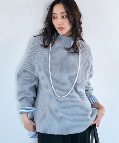 Elura(エルーラ)の「ハイネックアゼニット/621805(ニット/セーター・レディース・ホワイト系その他/ネイビー/ライトブルー/チャコールグレー・FREE)」の3枚目の写真