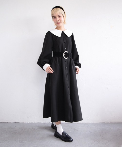 PUNYUS(プニュズ)の「長袖パフスリーブワンピース(ワンピース・レディース・ブラック/サックスブルー/ベージュ・4/3/2/1/5)」の5枚目の写真