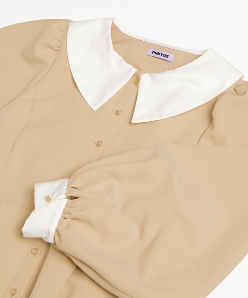 PUNYUS(プニュズ)の「長袖パフスリーブワンピース(ワンピース・レディース・ブラック/サックスブルー/ベージュ・4/3/2/1/5)」の16枚目の写真