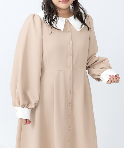 PUNYUS(プニュズ)の「長袖パフスリーブワンピース(ワンピース・レディース・ブラック/サックスブルー/ベージュ・4/3/2/1/5)」の11枚目の写真