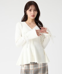 31 Sons de mode | 2025秋冬新作 袖リボンベロアペプラムニット(ニット/セーター)