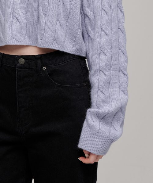MUSINSA STANDARD WOMAN（ムシンサスタンダードウーマン）の「ウィメンズアンゴラブレンドケーブルクロップニット[ライトパープル]（ニット/セーター・レディース・その他・SMALL/MEDIUM/LARGE/X-SMALL）」の6枚目の写真