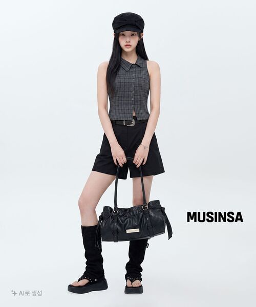MUSINSA STANDARD WOMAN（ムシンサスタンダードウーマン）の「ウィメンズツーピンタックワイドチノショーツ[ブラック]（その他パンツ・レディース・その他・30/24/25/26/27/28/29）」の8枚目の写真