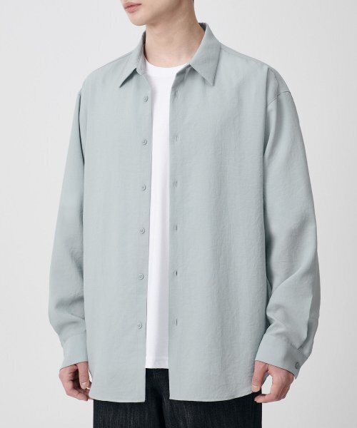 MUSINSA STANDARD（ムシンサスタンダード）の「リラックスドリネンライクシャツ [ミントグレー]（シャツ/ブラウス・メンズ・その他・SMALL/MEDIUM/LARGE/X-LARGE/XX-LARGE）」の2枚目の写真