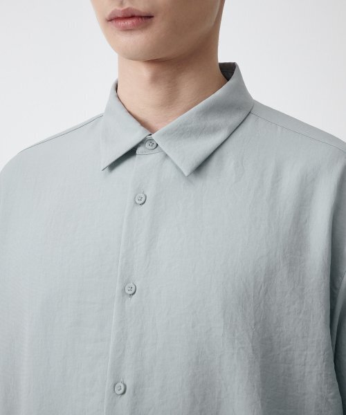 MUSINSA STANDARD（ムシンサスタンダード）の「リラックスドリネンライクシャツ [ミントグレー]（シャツ/ブラウス・メンズ・その他・SMALL/MEDIUM/LARGE/X-LARGE/XX-LARGE）」の4枚目の写真
