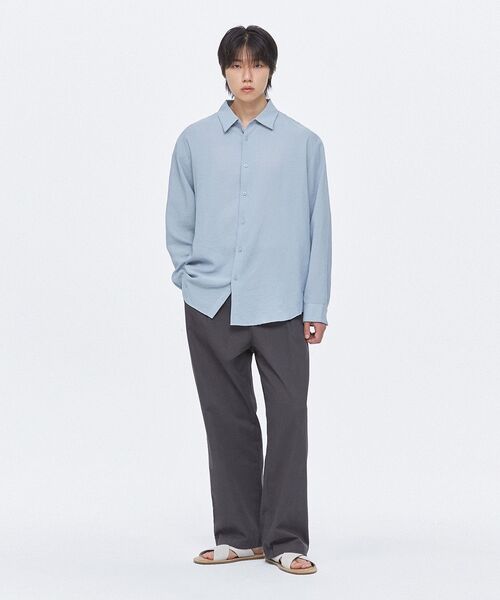 MUSINSA STANDARD（ムシンサスタンダード）の「リラックスドリネンライクシャツ [ミントグレー]（シャツ/ブラウス・メンズ・その他・SMALL/MEDIUM/LARGE/X-LARGE/XX-LARGE）」の8枚目の写真