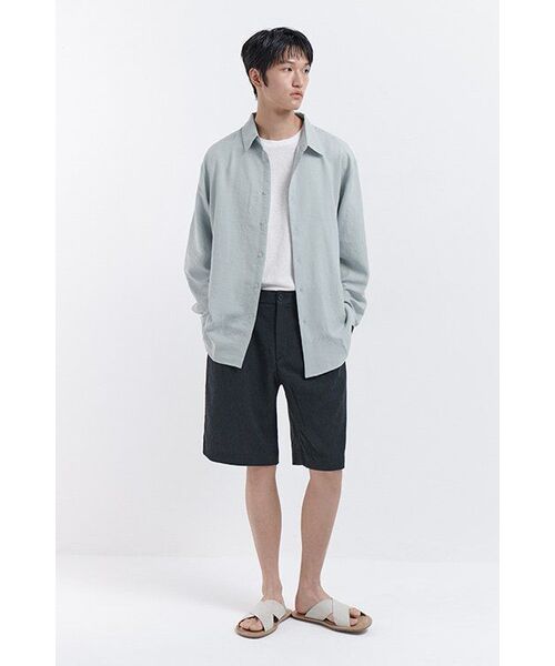 MUSINSA STANDARD（ムシンサスタンダード）の「リラックスドリネンライクシャツ [ミントグレー]（シャツ/ブラウス・メンズ・その他・SMALL/MEDIUM/LARGE/X-LARGE/XX-LARGE）」の9枚目の写真