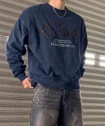 NYLAUS（ナイラス）の「【NYS】USAワッペン ピグメントトレーナー / スウェット カモフラ刺繍 ユニセックス（スウェット）」