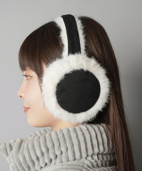 SPINNS(スピンズ)の「スエードフェイクファーイヤーマフ/イヤマフ/耳あて(イヤーマフ・レディース・ブラック/ブラウン・ONESIZE)」の5枚目の写真