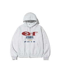 ESCAPEFROM（エスケープフロム）の「パターン ESCF ロゴ コラージュプリント 2WAY フードジップアップ [22color]（パーカー）」