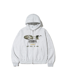 ESCAPEFROM（エスケープフロム）の「パターン ESCF ロゴ コラージュプリント 2WAY フードジップアップ [22color]（パーカー）」