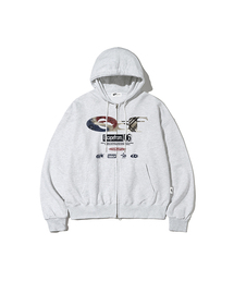 ESCAPEFROM（エスケープフロム）の「パターン ESCF ロゴ コラージュプリント 2WAY フードジップアップ [22color]（パーカー）」