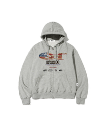 ESCAPEFROM（エスケープフロム）の「パターン ESCF ロゴ コラージュプリント 2WAY フードジップアップ [22color]（パーカー）」