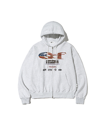 ESCAPEFROM（エスケープフロム）の「パターン ESCF ロゴ コラージュプリント 2WAY フードジップアップ [22color]（パーカー）」