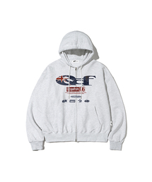 ESCAPEFROM（エスケープフロム）の「パターン ESCF ロゴ コラージュプリント 2WAY フードジップアップ [22color]（パーカー）」