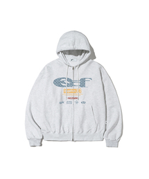 ESCAPEFROM（エスケープフロム）の「パターン ESCF ロゴ コラージュプリント 2WAY フードジップアップ [22color]（パーカー）」