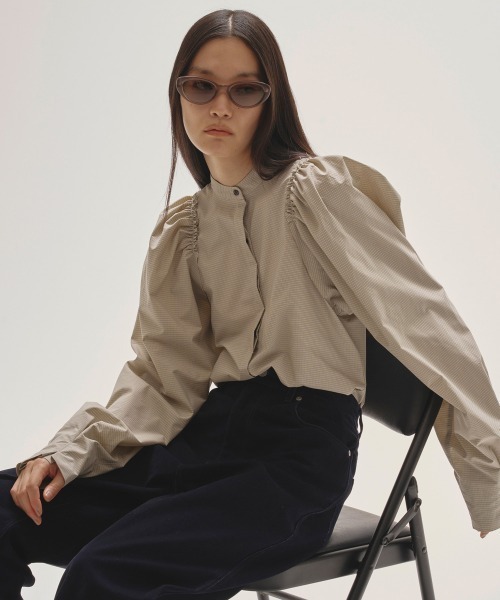 TODAYFUL Puffshoulder Check Blouse サンド Puffshoulder Check Blouse（シャツ/ブラウス）｜TODAYFUL（トゥデイ