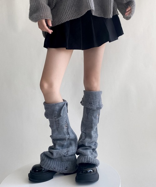 【Y2K】d.i.a レッグウォーマー　チャコール　グレー セール】blackdia ocean ルーズ レッグウォーマー Y2K ダメージ