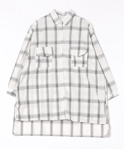i-dare(アイディア)の「【i-dare】チェック柄 オーバーサイズ シャツ(シャツ/ブラウス・レディース・ブラック/ホワイト・X-LARGE/LARGE/MEDIUM/SMALL)」の1枚目の写真