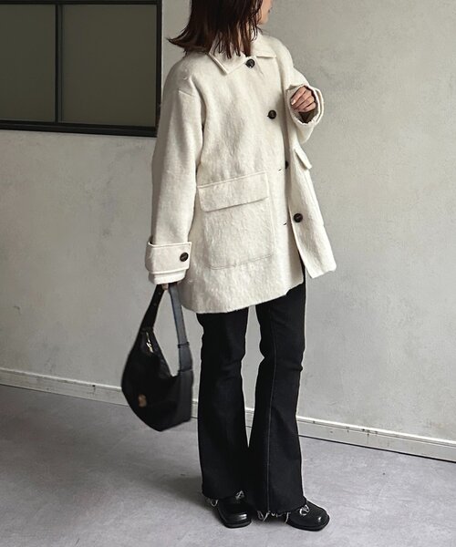 Thevon（ゼボン）の「ステンカラーシャギーミドルコート（その他アウター・レディース・ブラウン/アイボリー/チャコールグレー・FREE）」の17枚目の写真