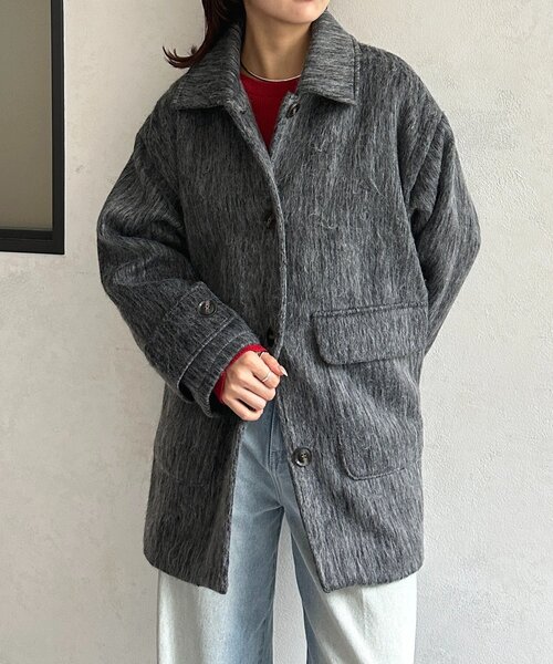 Thevon（ゼボン）の「ステンカラーシャギーミドルコート（その他アウター・レディース・ブラウン/アイボリー/チャコールグレー・FREE）」の18枚目の写真