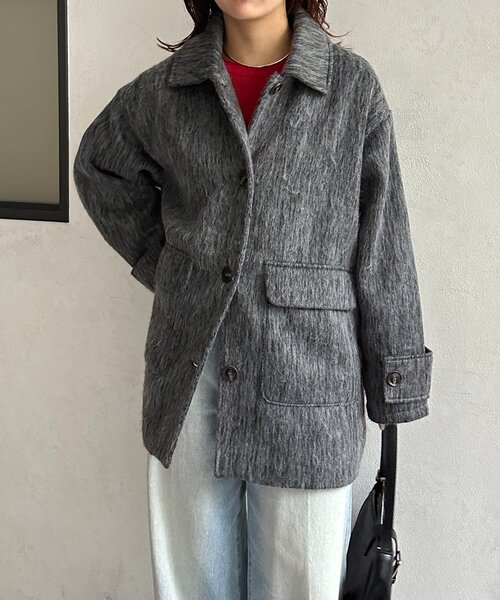 Thevon（ゼボン）の「ステンカラーシャギーミドルコート（その他アウター・レディース・ブラウン/アイボリー/チャコールグレー・FREE）」の19枚目の写真