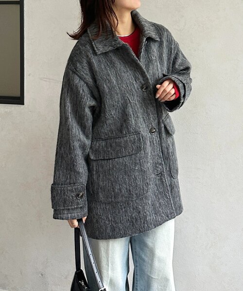 Thevon（ゼボン）の「ステンカラーシャギーミドルコート（その他アウター・レディース・ブラウン/アイボリー/チャコールグレー・FREE）」の21枚目の写真