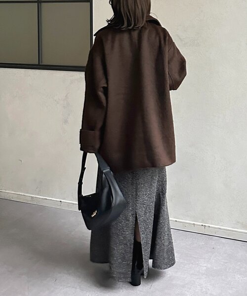 Thevon（ゼボン）の「ステンカラーシャギーミドルコート（その他アウター・レディース・ブラウン/アイボリー/チャコールグレー・FREE）」の6枚目の写真