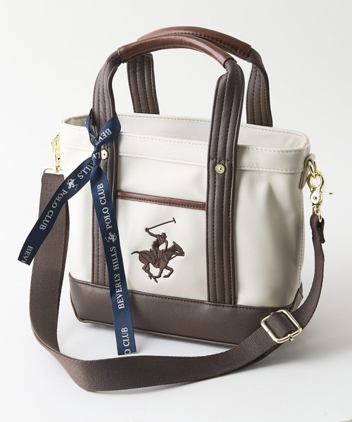 BEVERLY HILLS POLO CLUB(ビバリーヒルズポロクラブ)の「【BEVERLY HILLS POLO CLUB/ビバリーヒルズポロクラブ】【雨・汚れを弾く高級PUレザー】PUレザー ミニトートバッグ ビッグロゴ 2WAYショルダー(トートバッグ・レディース・グレー/シルバー/ホワイト/ブラウン/ブラック/ピンク/サックスブルー・FREE)」の4枚目の写真