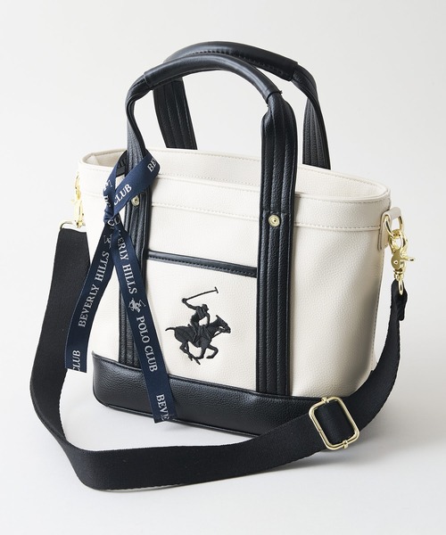 BEVERLY HILLS POLO CLUB(ビバリーヒルズポロクラブ)の「【BEVERLY HILLS POLO CLUB/ビバリーヒルズポロクラブ】【雨・汚れを弾く高級PUレザー】PUレザー ミニトートバッグ ビッグロゴ 2WAYショルダー(トートバッグ・レディース・グレー/シルバー/ホワイト/ブラウン/ブラック/ピンク/サックスブルー・FREE)」の3枚目の写真