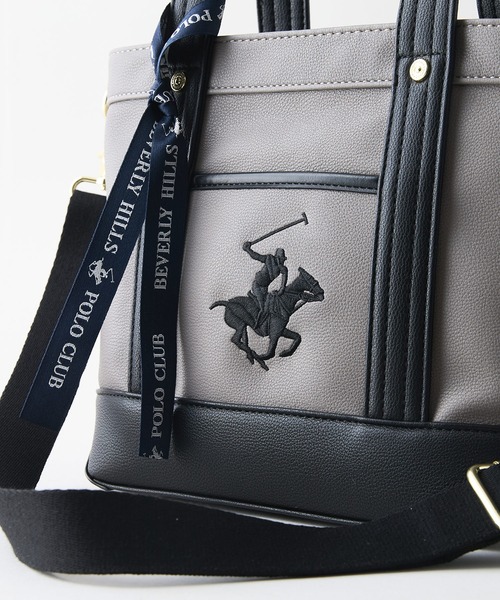 BEVERLY HILLS POLO CLUB(ビバリーヒルズポロクラブ)の「【BEVERLY HILLS POLO CLUB/ビバリーヒルズポロクラブ】【雨・汚れを弾く高級PUレザー】PUレザー ミニトートバッグ ビッグロゴ 2WAYショルダー(トートバッグ・レディース・グレー/シルバー/ホワイト/ブラウン/ブラック/ピンク/サックスブルー・FREE)」の9枚目の写真