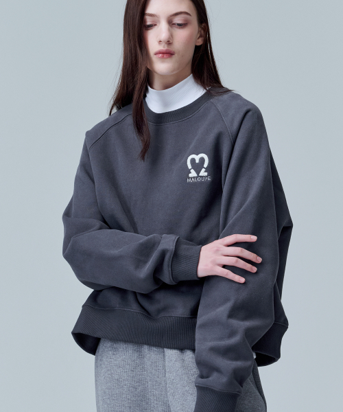 5305 起毛ラグランスウェットシャツ（ダークグレー）（スウェット