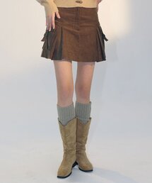 コーデュロイカーゴミニスカート[KHAKI]