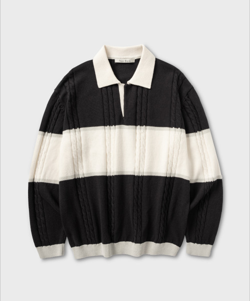 NONBLANK(ノンブランク)の「ストライプカラー ニット_GREY(ニット/セーター・メンズ・グレー・MEDIUM/LARGE/X-LARGE)」の1枚目の写真
